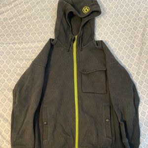 Grey and Neon Green Lulu lemon hooded jacket/hoodie
